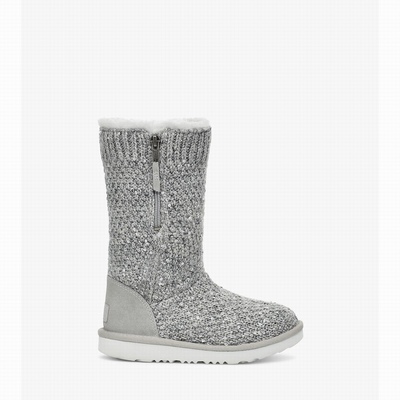 Botas UGG Sequin Knit Criança Marrom | PT-PFRKJ